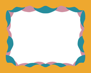 Obraz premium Colorful floral frame vector illustration featuring a pink spring flower pattern and rainbow circle border design for a baby celebration card or holiday invitation