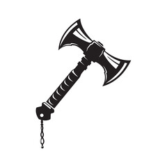  black viking axe icon vector element design