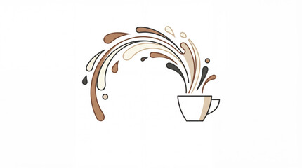 Abstract coffee design illustration in pastel tones