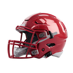 Fototapeta premium Modern red football helmet with facemask on transparent background