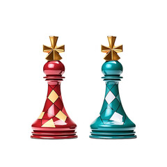 Sparkling Chess Queen and Pawn Silhouettes