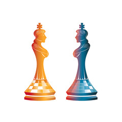 Silhouettes of Glittery Chess Queen and Pawn