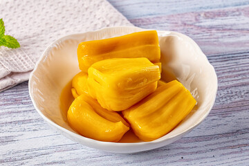 Canned sweet juicy yellow Jackfruit