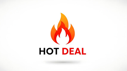 Vibrant hot deal logo with flame design and bold text