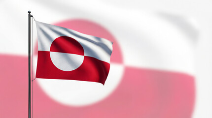 Flag of Greenland with a same larger, blurred flag in the background, waving in the wind