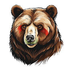 Hand-drawn Brown Bear Patriotic Portrait