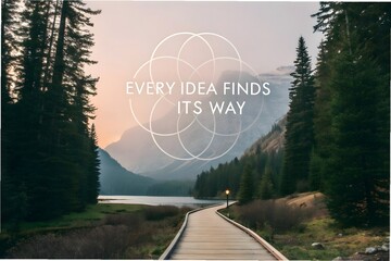 Inspirational Mountain Path With Geometric Symbol And Message