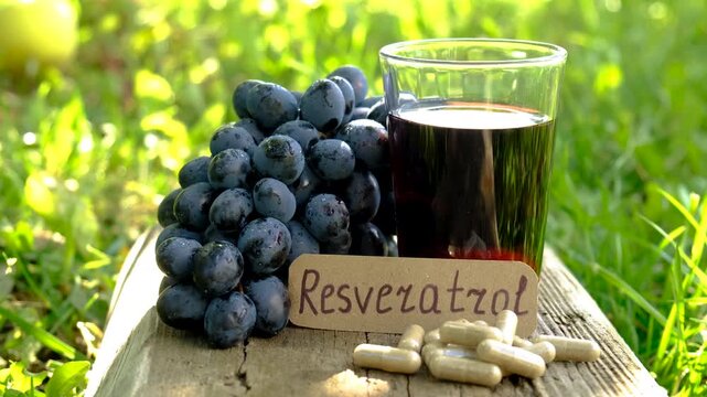 Resveratrol supplements and homeopathy. Selective focus.