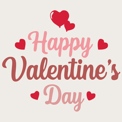 A handwritten text Happy Valentine's Day. Lettering. Colorful holiday banner. Vector illustration. It can be used for printing on T-shirts.