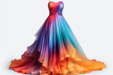Chiffon ball gown creating a flowing silhouette with a full spectrum of colors