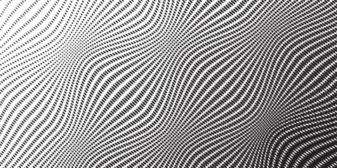 Black Abstract Background with Halftone Linear Gradient Vector Texture Wave Dots Pop Art Style. Dot Structure with Subtle Texture as Design Element. Halftone Contrast Graphic Minimalist Art Wallpaper.