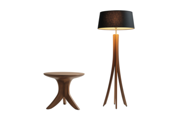 Modern Standing and Table Lamp Isolated on Transparent Background