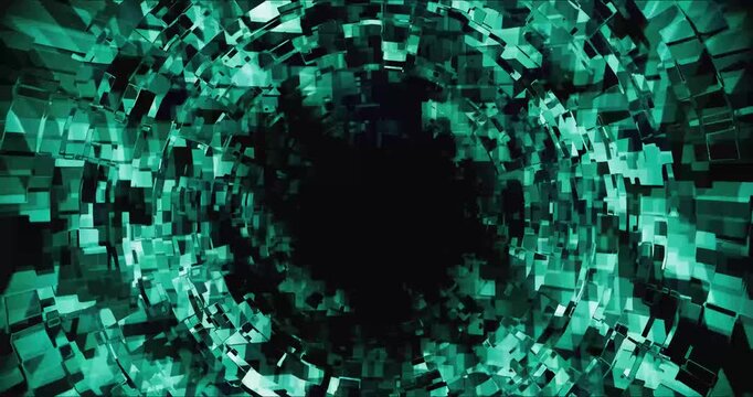 Abstract Turquoise Energy Portal Vortex on black background
