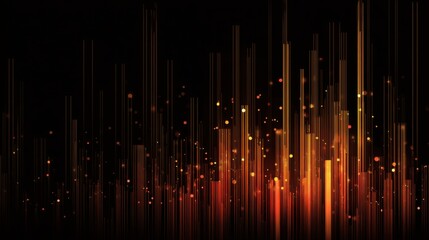 Abstract vertical data rain lines glowing softly on dark background, modern tech visualization, minimal cyber aesthetic, futuristic digital concept