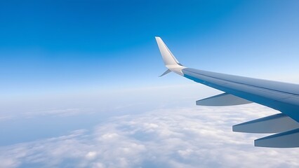 contrails. Passenger jet soaring through a clear blue sky with white contrails and soft clouds. mobility guides, transit brochures, designed for mobility and urban transit guides.