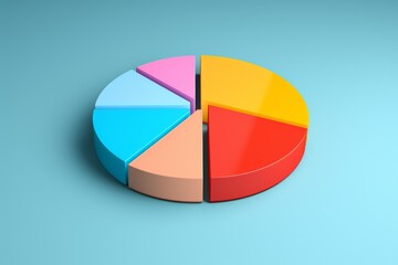 3d pie chart presenting business information with separate colorful segments for data visualization purposes