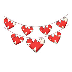 Canadian Flag Heart Garland Hanging Decor