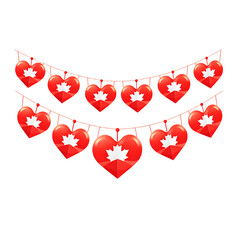 Canadian Flag Heart Garlands Hanging Cartoon