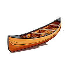 Cartoon Canoe Line Art Vector Illustration
