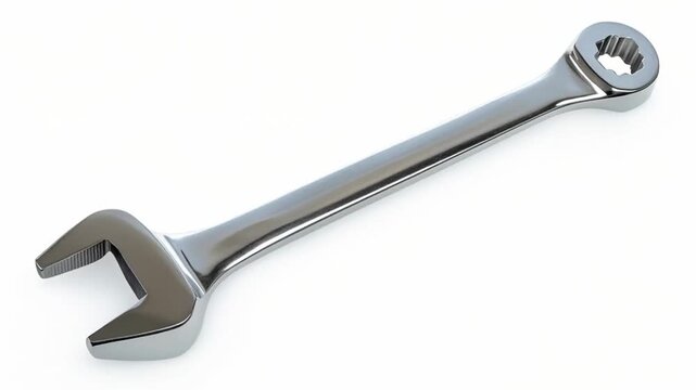 Combination wrench tool diy metal equipment with polished shiny finish, open end and closed end for versatile repair and maintenance tasks