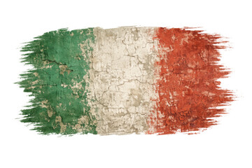 Italian flag painted brush stroke with grunge texture, depicting national symbol and patriotic strength on transparent background