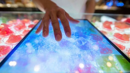 Black Friday E-commerce Modern Customer Using Digital Self-Service Tablet for Cafe Ordering Technology and Lifestyle Marketing Content