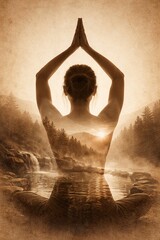 Holistic wellness portrait with spa and nature