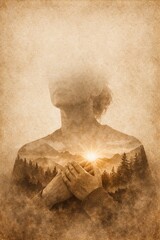 Healing gratitude portrait releasing birds