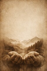 Grateful connection portrait with intertwined trees