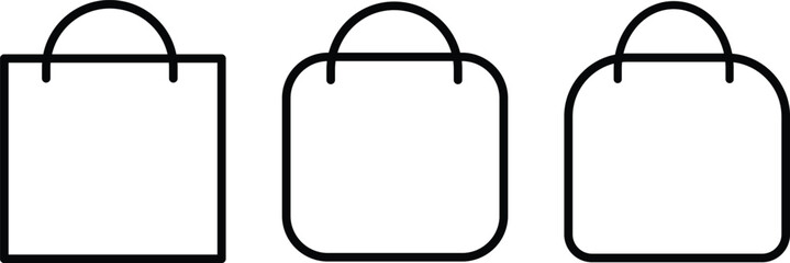 shopping bag icon set. Retail Shopping Symbols. Paper bag and tote icons. Online Shop Symbol. Commerce Sign
