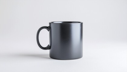 Obraz premium シンプルな黒いマグカップが一つのミニマルイメージ｜Single Simple Black Mug in Minimal Style 