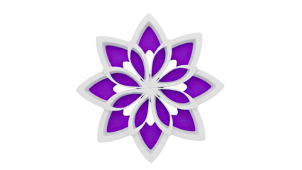 Abstract geometric lotus flower with purple and white petals