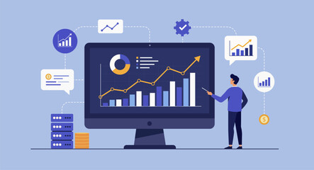 Businessman analyze financial data on monitor