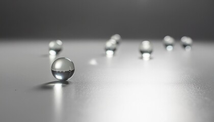 クリアで透明なガラスのビー玉が静止するミニマルな余白構図 / Minimal composition with a clear transparent glass marble and ample copy space
