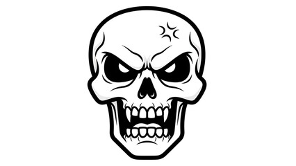 Fototapeta premium Menacing Cartoon Skull with Angry Expression.