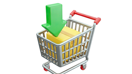 Shopping Cart with Down Arrow and Box