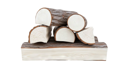 Stack of Cut Firewood Logs with Visible Grain and Bark