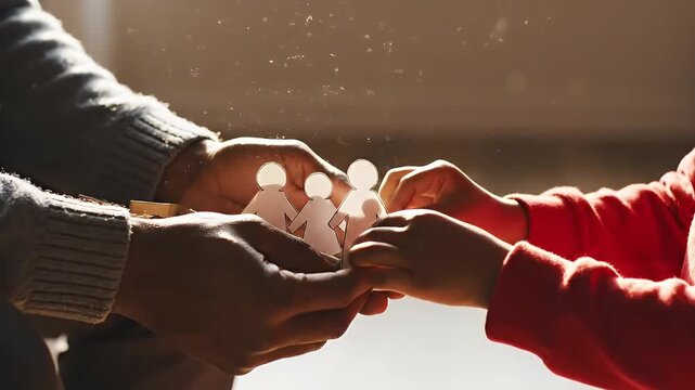 Family Connection Support Unity Hands Holding Paper Cutout People Group Together Love Care Relationship Bonding Kinship Community Assistance Help Growth