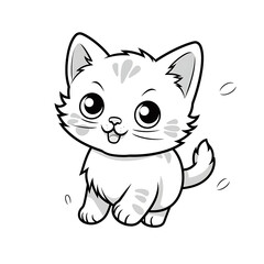 Obraz premium Playful Cat Outline Leaping Illustration