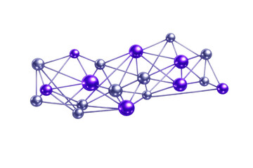 Molecule structure representing connection, science, and technology. Computer network or neural lattice concept on transparent background