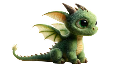 Obraz premium Adorable baby dragon toy isolated on white background