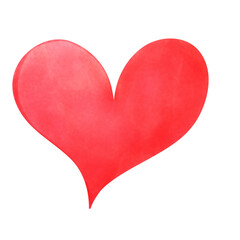 stylized heart with a unique, hand-painted texture Red heart on white background