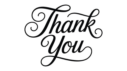 thank you elegant ornamental script typography lettering isolated on white background for gratitude message, greeting card, branding, logo, poster and appreciation design  © VectorCraze