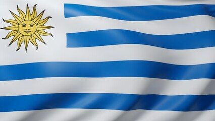 Waving flag of Uruguay