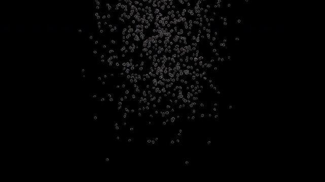 A rectangular smartphone-like object sinks into water, releasing bubbles that rise upward. Seamless 4K loop with alpha channel, perfect for technology, liquid, accident, and abstract concept visuals.