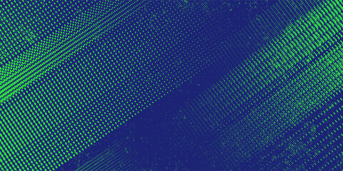 Abstract Sport Background with Green and Blue Brush Texture and Halftone Effect. Dirty Grunge Background
