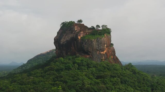 Aerial View of Sigiriya Lion Rock Rising Above the Jungle, Sri Lanka