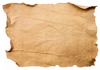 A textured, aged piece of paper with irregular edges, showcasing wrinkles and a vintage appearance, ideal for artistic or creative projects.