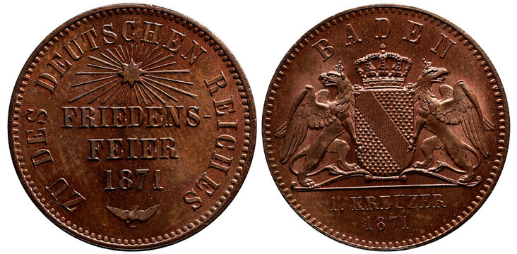 Germany (Baden) 1 Kreuzer Bronze UNC 1 Kreuzer 1871