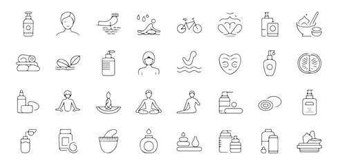Diverse wellness and spa icons for health and beauty services design and relaxation promotion